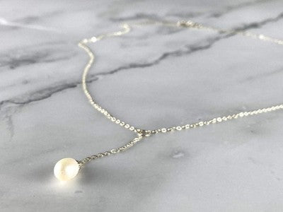 925 Sterling Silver Pearl Necklace Italy