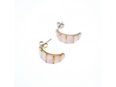 925 Sterling Silver Gold Plated Pink Mother Of Pearl Stud Earrings