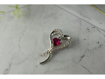 925 Sterling Silver Pink Sapphire & Colorless Quartz Pendant