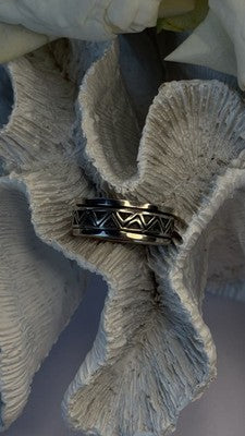 Spinner Wide Band Geometric Unisex 925 Sterling Silver Ring Size 11.5
