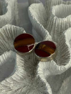 925 Sterling Silver Carnelian Earrings Length 0.70 Inch