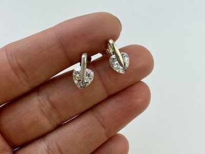 925 Sterling Silver CZ "Hearts" Stud Earrings