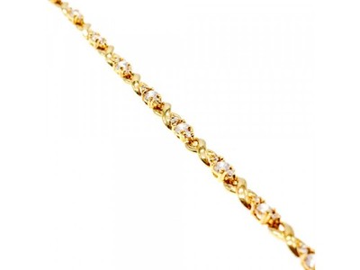 925 Sterling Silver Gold Plated CZ Bracelet Size 7 IN