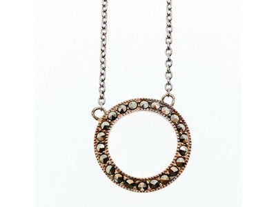 925 Sterling Silver Marcasites Pendant Necklace