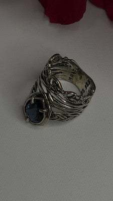 Israel Vintage 925 Sterling Silver Aquamarine Ring Size 6