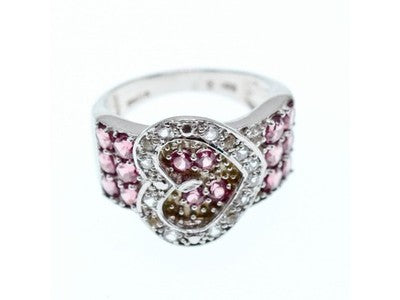 925 Sterling Silver CZ "Heart" Ring Size 9.5