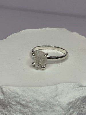 925 Sterling Silver Raw & Rough-Cut Diamond Ring Size 6.5