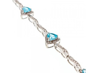 925 Sterling Silver Blue Topaz Bracelet Size 7 IN