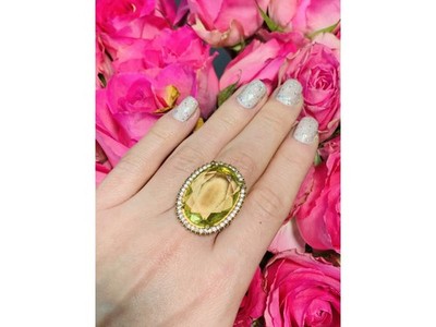 925 Sterling Silver Gold Plated Alpanite Ring Size 9.5