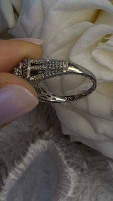 Vintage Princess Cut 925 Sterling Silver Diamonds Ring Size 7
