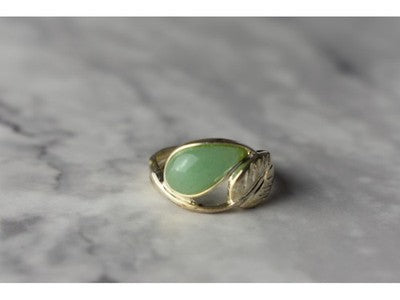 925 Sterling Silver Green Nephrite (Jade) Ring Size 6.5