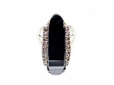 925 Sterling Silver Nephrite & Quartz Ring Size 8