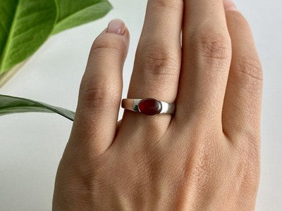 Vintage 925 Sterling Silver Agate Ring Size 7.25