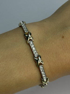 Elegant 925 Sterling Silver CZ Bracelet Length 7.5 Inch