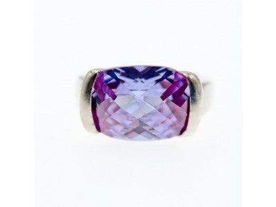 925 Sterling Silver Purple CZ Ring Size 8