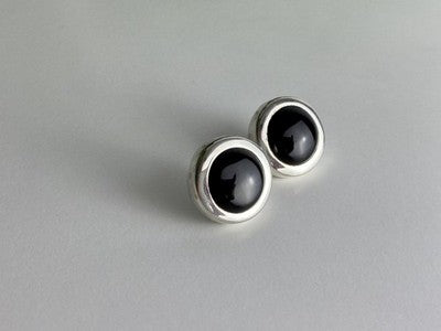 925 Sterling Silver Black Onyx Classic Stud Earrings