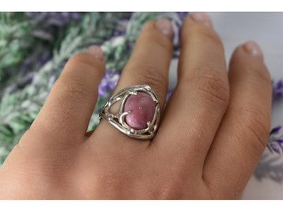 Vintage 925 Sterling Silver Rhodochrosite Ring Size 6.5