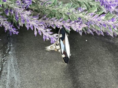 925 Sterling Silver Hematite Ring Size 5.5