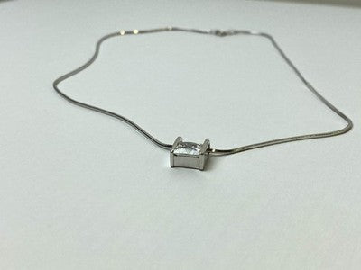 925 Sterling Silver CZ Chain With Pendant Italy