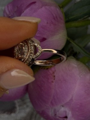 10K Rose Gold Morganite White & Chocolate Diamonds Ring Size 7