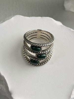 925 Sterling Silver Malachite Ring Size 7.5