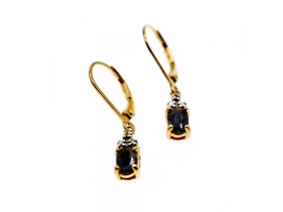 925 Sterling Silver Gold Plated Sapphires Earrings