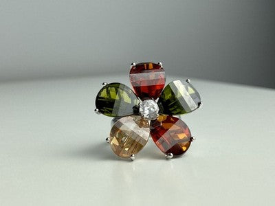 925 Sterling Silver Multicolor Spinel & Goshenite Ring Size 8.5