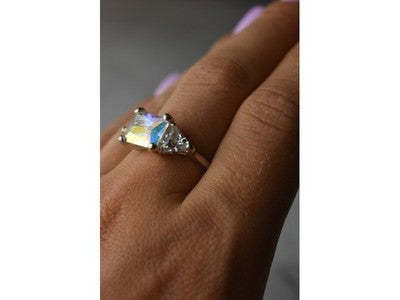 925 Sterling Silver Alpanite & CZ Ring Size 8.5