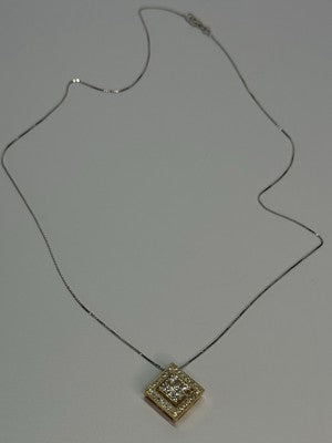 14K YELLOW WHITE GOLD CZ NECKLACE LENGTH 18 INCH
