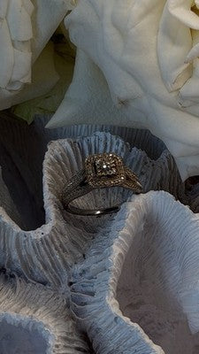 Vintage Princess Cut 925 Sterling Silver Diamonds Ring Size 7