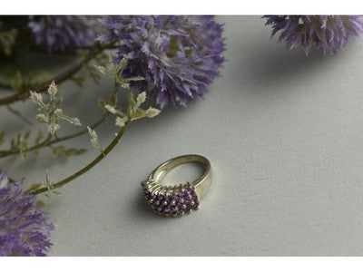 925 Sterling Silver Purple Tourmaline Ring Size 8.5