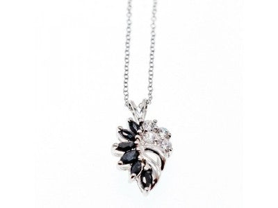 925 Sterling Silver Dark Blue Spinel & CZ Chain With Pendant