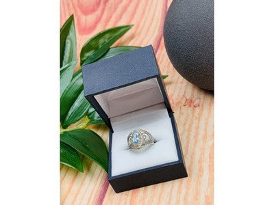 925 Sterling Silver Topaz Openwork Ring Size 9.5