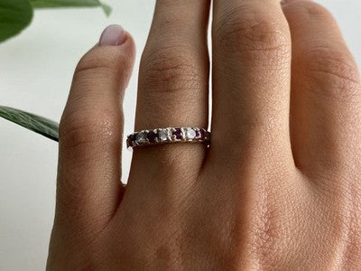 925 Sterling Silver Pink Spinel & CZ Ring Size 7