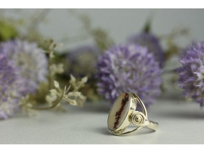 Vintage 925 Sterling Silver Moss Agate Ring Size 8