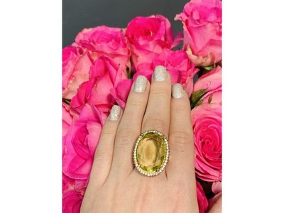 925 Sterling Silver Gold Plated Alpanite Ring Size 9.5