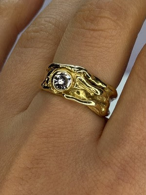 18K YELLOW GOLD DIAMOND 0.60 CARATS RING SIZE 7.5