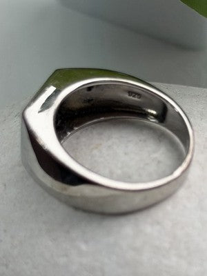 Men's 925 Sterling Silver White & Black Diamonds 0.17 ctw Ring Size 10