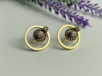 925 Sterling Silver Gold Plated CZ Earrings