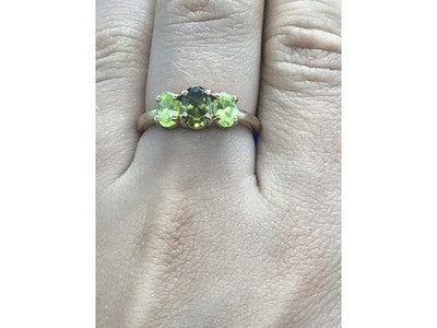 925 Sterling Silver Gold Plated Peridot Ring Size 8