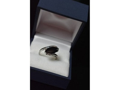 925 Sterling Silver Black Nephrite Ring Size 7.25