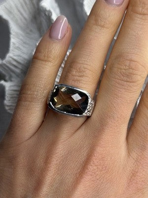 925 Sterling Silver Brown Tourmaline Ring Size 7
