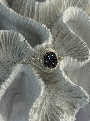 925 Sterling Silver Marcasite Ring Size 9.5