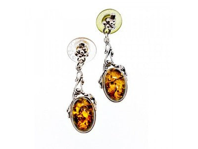 925 Sterling Silver Amber Earrings