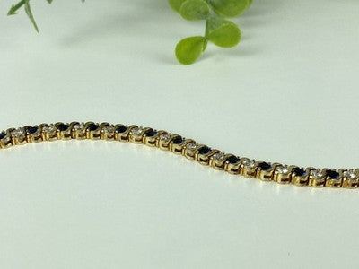 925 Sterling Silver Gold Plated Blue & White CZ Bracelet