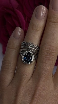 Israel Vintage 925 Sterling Silver Aquamarine Ring Size 6