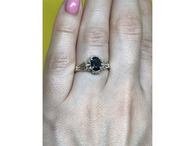 925 Sterling Silver Black Spinel Ring Size 6