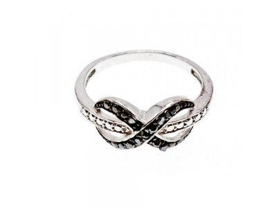 925 White & Blackened Sterling Silver Ring Size 7
