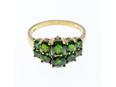 925 Sterling Silver Gold Plated Chrysolites Ring Size 11.5