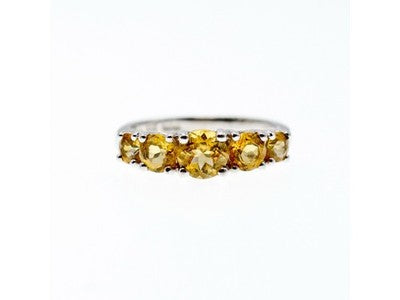 925 Sterling Silver Citrine Ring Size 7